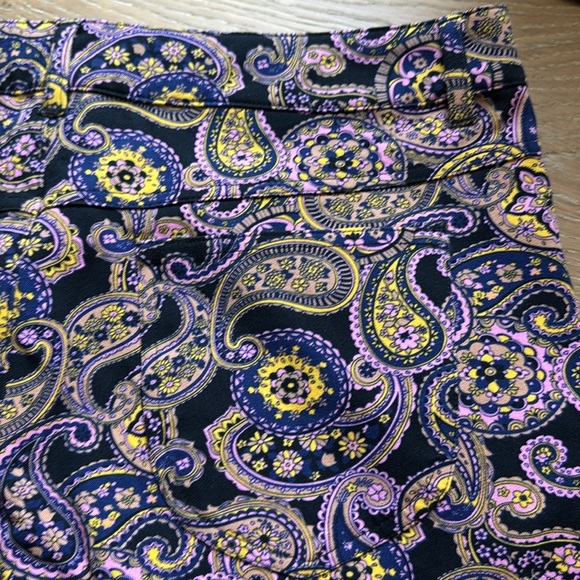 ModCloth Paisley Print Mini Skirt A line Womens 16 Pink/Blue Pockets Zip Fly - Picture 3 of 10